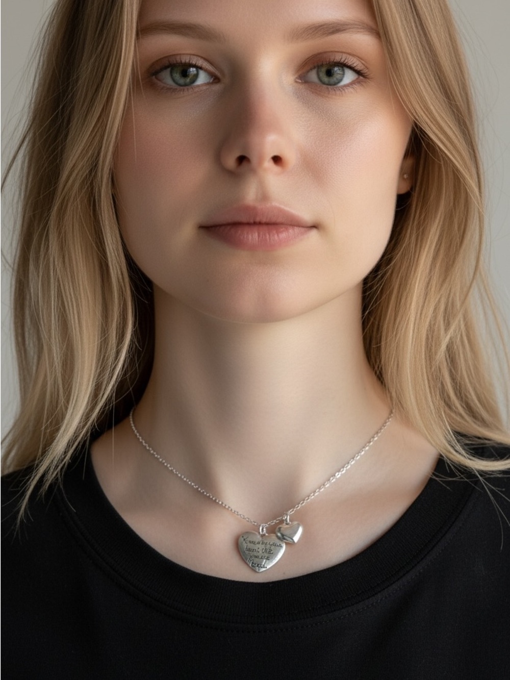 9/16 Sterling Silver Heart Pendant Necklace - Silver